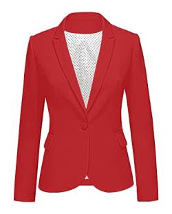 LookbookStore Damen-Blazer mit gekerbten Revers-Taschen und Knöpfen, True Red, XL von Lookbook Store