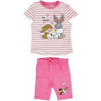 LOONEY TUNES Print-Shirt Bugs und Lola Bunny Baby Mädchen Sommerset Shorts plus T-Shirt Gr. 62 bis 86 von Looney Tunes