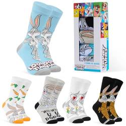 LOONEY TUNES Socken Herren, 5er Pack Herren Socken, Bunte Socken, Lustige Socken, 40-45 (Grau/Mehrfarbig) von Looney Tunes
