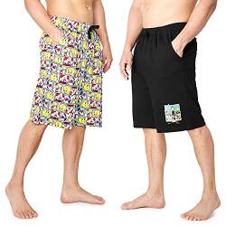 Looney Tunes Shorts Herren, 2er Pack Kurze Hosen Herren, Jogginghose Herren Kurz, Bequeme Hose Herren, 100% Baumwolle, S-3XL (L, Mehrfarbig) von Looney Tunes