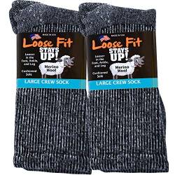 Loose Fit Stays Up Marled Merino Wool Herren- und Damensocken 2er Pack - Blau - Large von Loose Fit Stays Up