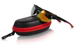 Loox Sonnenbrille Melbourne Sportbrille Fliegerbrille Damen Herren Polycarbonat Unisex - stabiles Gestell, rot von Loox