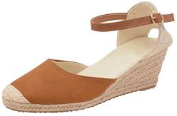 Lora Dora Damen Hessian Keilabsatz-Sandalen Braun-Tan mit Memory-Schaum, 40 EU von Lora Dora