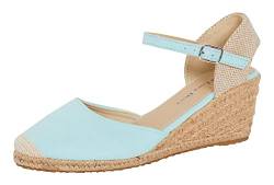 Lora Dora Damen Hessian Keilabsatz-Sandalen mit Memory-Schaum und Slingback-Mittelfersen, modische Espadrille mit Knöchelriemen für den Sommer, Mintgrün, 38 EU von Lora Dora