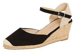 Lora Dora Damen Keilsandalen aus Jute mit Memory-Schaum, Schwarz, 39 EU von Lora Dora