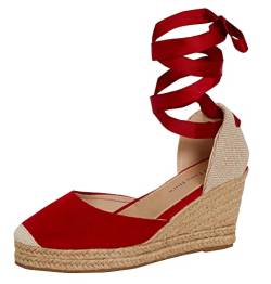 Lora Dora Womens Espadrille Wedge Sandals Red UK 5 von Lora Dora