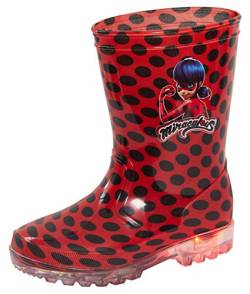 Miraculous Ladybug Mädchen leuchtende Gummistiefel Kinder blinkende Schnee Regen Stiefel Gummistiefel, Rot - schwarz / rot - Größe: 25 EU von Lora Dora