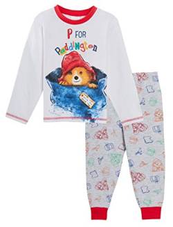 Paddington Bär Schlafanzug Luxus Kinder Voll-Länge Hose mit langärmligem T-Shirt Jungen Mädchen Unisex Charakter Pyjama Geschenkset, 104, Weiß von Lora Dora