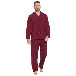 Pflegeleichtes Baumwollmischgewebe, klassischer, langer Pyjama für Herren Gr. X-Large, wein von Lora Dora