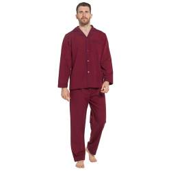 Pflegeleichtes Baumwollmischgewebe, klassischer, langer Pyjama für Herren Gr. XX-Large, wein von Lora Dora