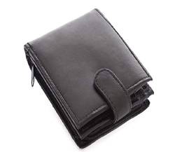 Herren Geldbörse aus weichem Leder mit RFID-Blockierung mit Reißverschlussfach hinten 11 cm x 9,5 cm x 1,5 cm, Schwarz, one Size, geldbörse von Lorenz