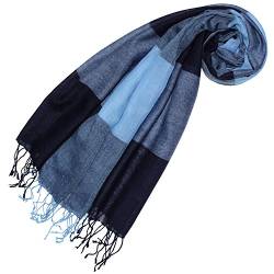 Lorenzo Cana Damen Pashmina Schal Schaltuch 50% Kaschmir 50% Wolle Stola Tuch Umschlagtuch Uni Damenschal Damentuch Damen Blau Töne 78468 von Lorenzo Cana