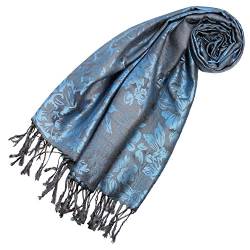 Lorenzo Cana Designer Pashmina floral gewebtes blaues Blumen Muster 70 cm x 180 cm Modal Schaltuch Schal Tuch ideale Geschenk Idee für Frauen 93236 von Lorenzo Cana