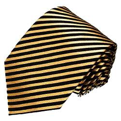 Lorenzo Cana - Gold Schwarz gestreifte EXTRALANGE Krawatte aus 100% Seide - 165 cm lang - 8436699 von Lorenzo Cana