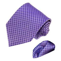 Lorenzo Cana - Karo Krawattenset aus 100% Seide - Schlips mit Eintstecktuch, Lila Violett - 8451401 von Lorenzo Cana