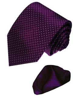 Lorenzo Cana - Lila Violett Krawatte mit weissen Punkten aus 100% Seide und Einstecktuch - 8446601 von Lorenzo Cana