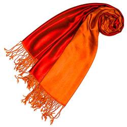 Lorenzo Cana Luxus Damen Pashmina Wendeschal 70% Seide 30% Viskose Schaltuch 70 cm x 190 cm zweifarbig rot orange Schal Stola wendbar Doubleface Damenschal 78620 von Lorenzo Cana