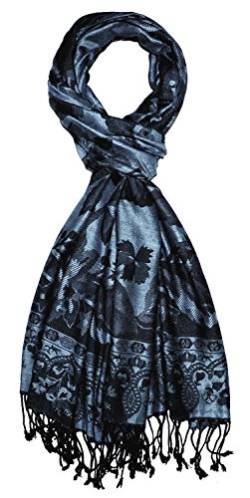 Lorenzo Cana Marken Herren Schal Schaltuch Naturfaser opulentes Muster in harmonischen blau schwarz Farben mit Fransen 70 cm x 200 cm - 7833311 von Lorenzo Cana
