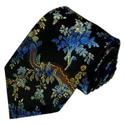 Lorenzo Cana - Marken Krawatte aus 100% Seide - Schwarz Blau Gold Blumen Floral Muster Binder Schlips - 84245 von Lorenzo Cana