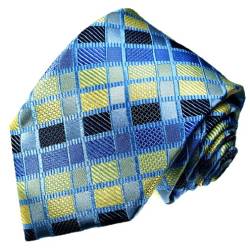 Lorenzo Cana - Marken Krawatte aus 100% Seide - blau gold hellblau kariert Karos - 12038 von Lorenzo Cana