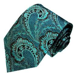 Lorenzo Cana - Marken Krawatte aus 100% Seide - türkis petrol schwarz Paisley Muster - 84427 von Lorenzo Cana