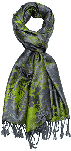 Lorenzo Cana - hochwertiger Markenschal, floral gewebtes Blumen Muster, Damast Webart, grün grau, 70 x 180 cm, Modal - 9329011 von Lorenzo Cana