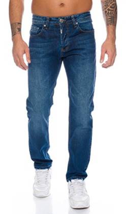 Lorenzo Loren Herren Jeans Hose Denim Jeans Used-Look Regular-Fit [LL324 - Dunkelblau - W30 L34] von Lorenzo Loren