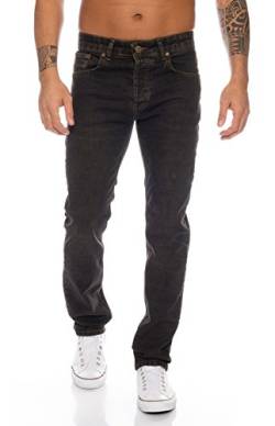 Lorenzo Loren Herren Jeans Hose Denim Jeans Used-Look Regular-Fit [LL326 - Schwarz - W34 L30] von Lorenzo Loren