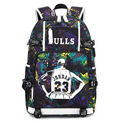 Lorh's store Basketball Spieler Sterne J-ordan leuchtende Rucksack Reise Student Rucksack Fans Bookbag für Männer Frauen (B-Muster 2) von Lorh's store