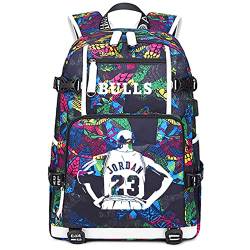 Lorh's store Basketball Spieler Sterne J-ordan leuchtende Rucksack Reise Student Rucksack Fans Bookbag für Männer Frauen (P-Muster 2) von Lorh's store