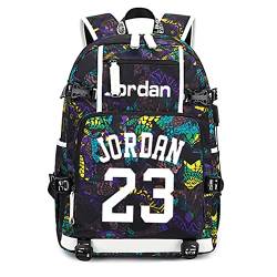 Lorh's store Basketball Spieler Sterne Jo-rdan leuchtende Rucksack Reise Student Rucksack Fans Bookbag für Männer Frauen (B-Muster 1) von Lorh's store