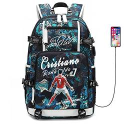 Lorh's store Fußballer Star R-onaldo Multifunktionsrucksack Reisestudent Rucksack Fans Büchertasche für Männer Frauen (LB-Muster 4) von Lorh's store