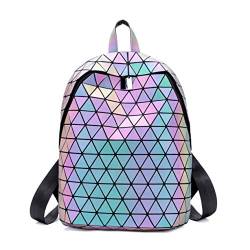 LorranTree Geometrischer Rucksack Leuchtende Rucksäcke Holographische reflektierende Tasche Lumikay Taschen Irredescent Rucksack Regenbogen Luminous von LorranTree