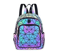 LorranTree Geometrischer Rucksack Leuchtende Rucksäcke Holographische reflektierende Tasche Rucksäcke mit großer Kapazität für Frauen Bunte Tagesrucksäcke 01 von LorranTree