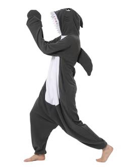 LorranTree Hai Onesie Relaxo Kostüm Jumpsuit Erwachsene Pyjama Damen Herren Tier Schlafanzug Weihnachten Karneval Halloween SY-HuiSY M von LorranTree