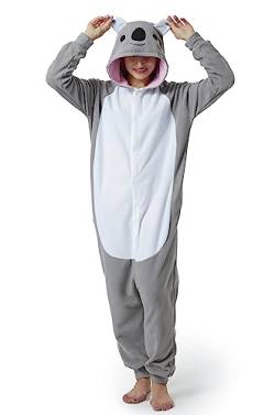 LorranTree Relaxo Kostüm Koala Onesie Jumpsuit Tier Relax Kostuem Damen Herren Pyjama Fasching Halloween Schlafanzug Cosplay Erwachsene Karneval Einteiler Koala-M von LorranTree