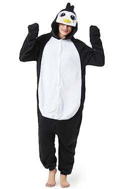 Relaxo Kostüm Pinguin Onesie Jumpsuit Tier Relax Kostuem Damen Herren Pyjama Fasching Halloween Schlafanzug Cosplay Erwachsene Karneval Einteiler Pinguin-S von LorranTree