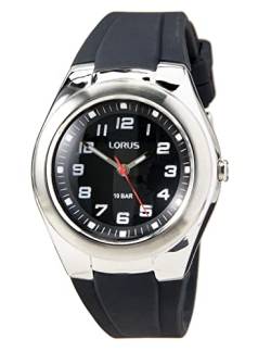 Lorus Unisex Analog Quarz Uhr mit Silikon Armband RRX75GX9, Schwarz von Lorus