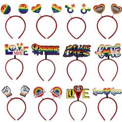 Losuya 4 Stück Gay Pride Stirnband Regenbogen Stirnband Pride Flagge Stirnband Herz Regenbogen Pride Haarschmuck für LGBT Gay Pride Party Dekorationen von Losuya