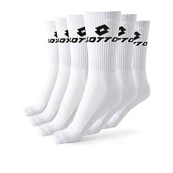 Lotto, 6 Paar Herren Tennis Socken, weiche Baumwolle, doppeltes atmungsaktives Fußband, elastische Fußgewölbestütze, OEKO-TEX zertifiziert, weiß, 39-42 von Lotto
