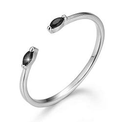 ✦ Geschenke für Frauen ✦Lotus Fun S925 Sterling Silber Ring Einfacher Schwarzer Zirkon Mini Exquisit Ringe öffnen Ringe Natürlicher Handgemachter Schmuck Personalisierte Geschenk für Sie. von Lotus Fun