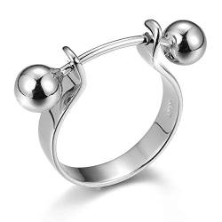 ✦ Geschenke für Frauen ✦Lotus Fun S925 Sterling Silber Ring Mode Persönlichkeit Minimalistisch Geometrisch Doppelte Perlen Einstellbar Ringe Handgemachter Schmuck Personalisierte Geschenk für Sie. von Lotus Fun