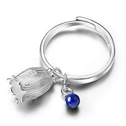 ✦ Geschenke für Frauen ✦Springlight S925 Sterling Silber Damen Ringe Bluebell Blume Offener Rings Handgemachte Ring Personalisierte Geschenke für Frauen, Geschenk für Sie.(Sliber) von Lotus Fun