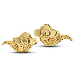 Lotus Fun 18 Karat Gold Glückliche Friedenswolke Ohrstecker Echte 925er Sterling Silber Ohrringe Designer Fein Schmuck für Frauen Geschenk von Lotus Fun