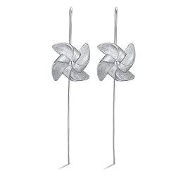 Lotus Fun S925 Sterling Silber Ohrringe Kreative Drehbare Windmühle Baumeln Ohrringe Persönlichkeit Temperament Handgemacht Schmuck für Frauen und Mädchen von Lotus Fun