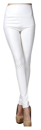 Lotus Instyle dick Hohe Taille Kunstleder Leggings Frauen Lederhose-White M von Lotus Instyle
