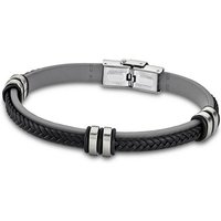 Lotus Style Armband Lotus Style Armband grau schwarz (Armband), für Damen, Herren aus Edelstahl (Stainless Steel), Echtleder von Lotus Style