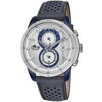 Lotus Chronograph Lotus Herren Uhr Chrono Sport L18367/1, Herren Armbanduhr rund, groß (ca. 44mm), Lederarmband blau von Lotus