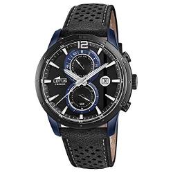 Lotus Herren-Armbanduhr Chronograph Khrono Sport mit Leder-Armband schwarz Quarz-Uhr UL18367/2 von Lotus