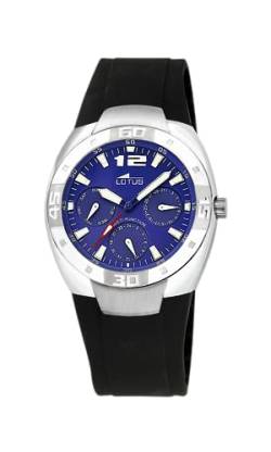 Lotus Herrenuhr 15333/D Outlet Edelstahlgehäuse 316l Silber Kautschukband Schwarz, blau von Lotus